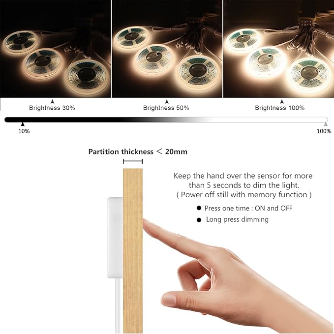 CHNMALITAI 12V Under Cabinet Lighting Kit, 3.3Ft 6-in-1 Self-Adhesive COB LED - Image 2