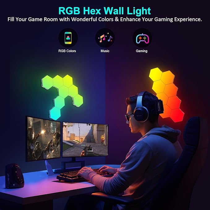 JIMIMORO 20-Pack Hexagon Light Panels – Smart RGB LED Wall Lights - Image 5