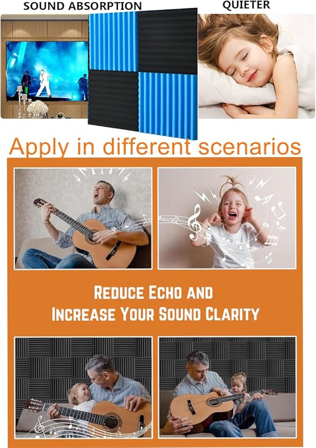 Sound Proof Foam Panels for Wall 48 Pack Acoustic Panels Sound Absorbing 1" X - Image 4