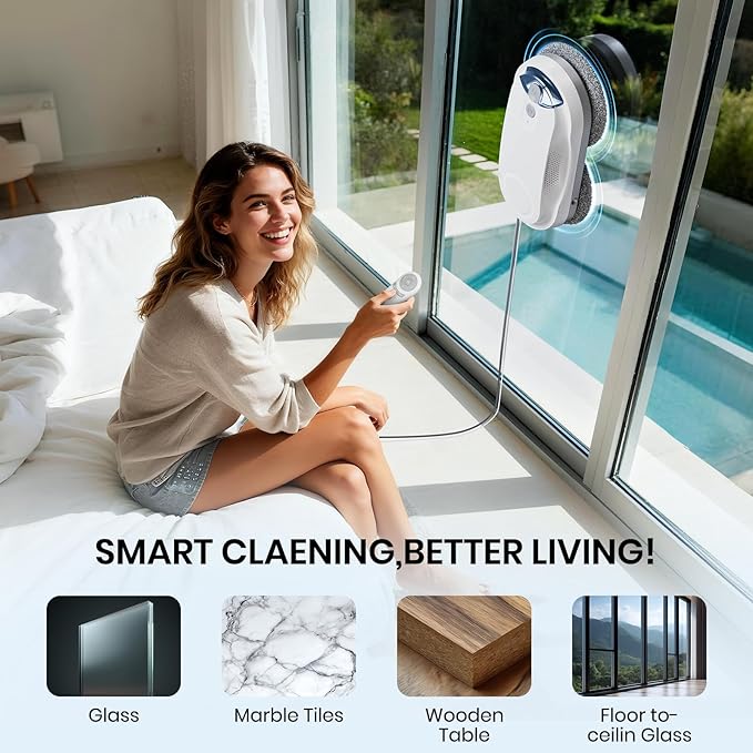 KKI Window Cleaning Robot, Auto Window Cleaner Robot, Dual Spray, Max 3200Pa - Image 6