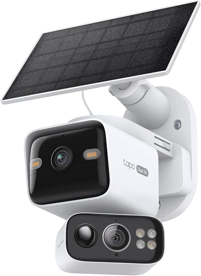 Tapo 2K Dual Lens Pan/Tilt Security Battery Camera Wireless w/Solar Panel by Tapo