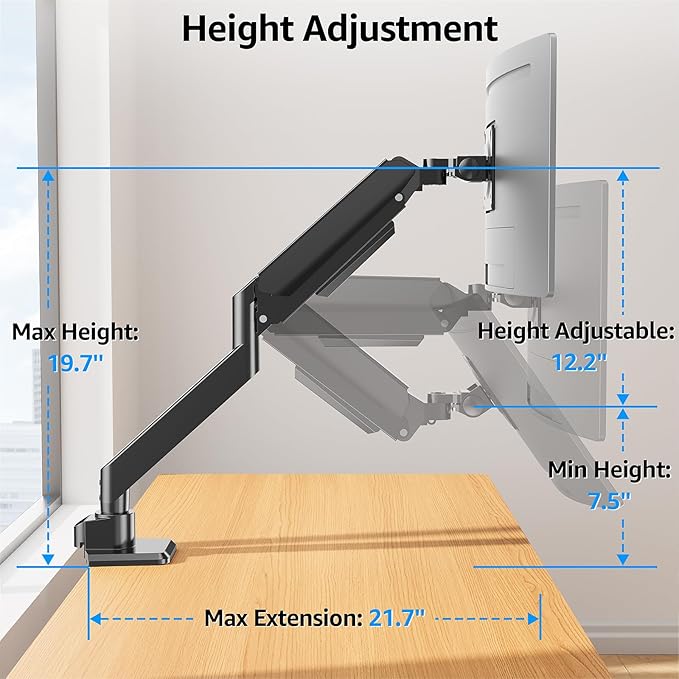 MOUNTUP Heavy Duty Monitor Arm for 49 inches, 44 lbs Curved Screens, Ultrawide - Image 8