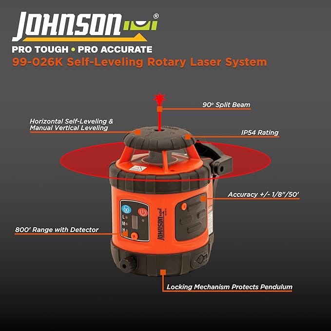 Johnson Level & Tool 99-026K Self-Leveling Horizontal Rotary Laser System w/ - Image 5