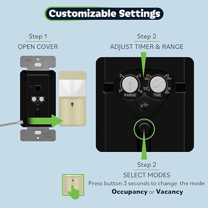 TOPGREENER PIR Motion Sensor Switch, Ambient Light Level Detector, No Neutral - Image 5