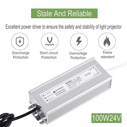 LED Driver 100 Watts 24V DC Low Voltage Transformer， Waterproof IP67 LED Power - Image 2