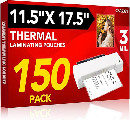 CAREGY 150 Pack Laminating Sheets, Hold 11 x 17 Inch Sheet, 3 Mil Clear Thermal by CAREGY