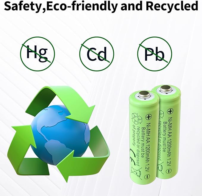 Rechargeable AA Batteries, 1200 mAh, Recharge up to 1000x Times, Pre-Charged - Image 4