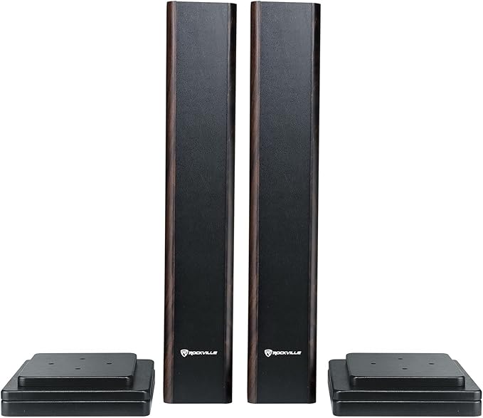 Rockville Pair RHT28D 28" Bookshelf Speaker Stands, Dark Wood Grain, 60 lbs - Image 5
