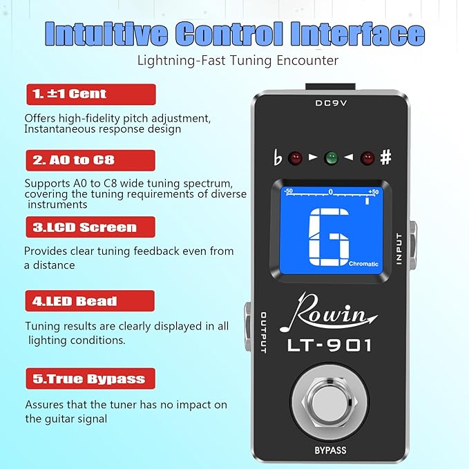 Rowin Guitar Tuner Pedal High Precision Chromatic Tuner - Image 3