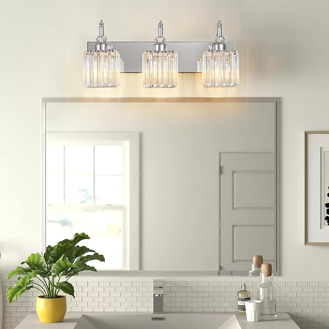 BBLLWJ Modern Bathroom Vanity Light 3-Light Chrome Crystal Light Fixtures Over - Image 3