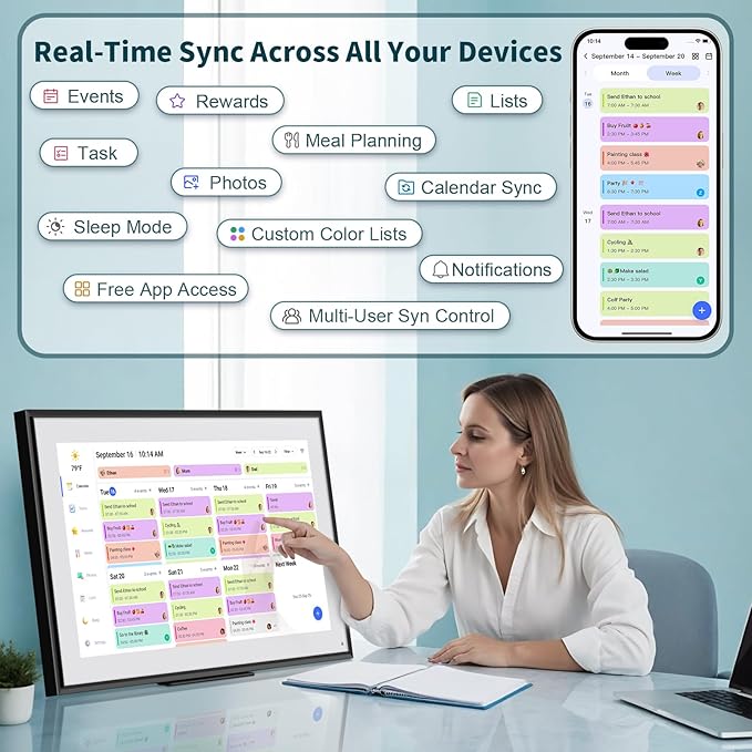 Canupdog 21.5 Inch Digital Calendar, WiFi Smart Electronic Calendar & Chore - Image 3