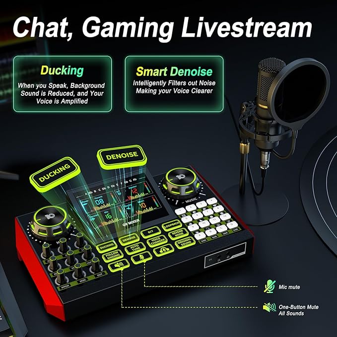 Audio Mixer, Sound Board for Pc/Phone Live Streaming Singing Gaming, Sound - Image 4