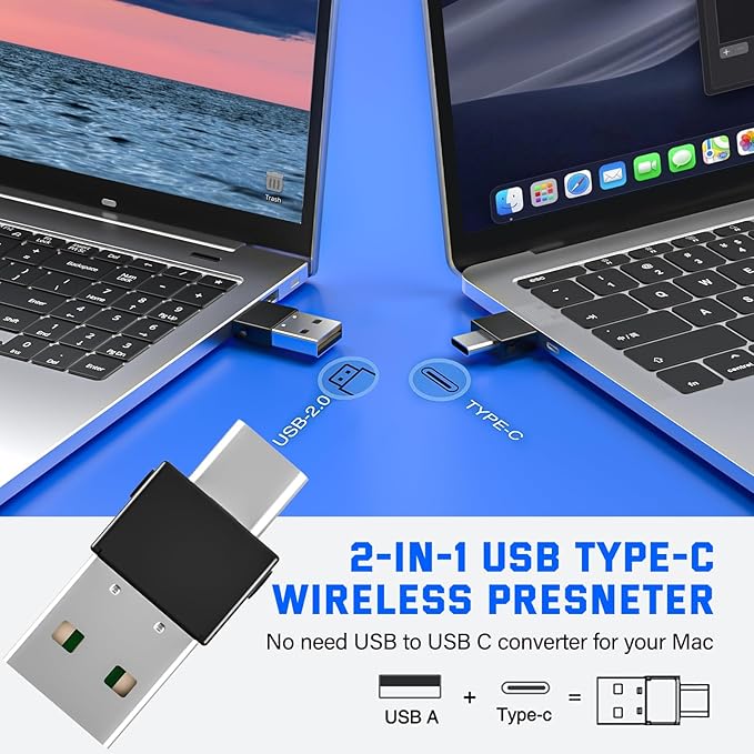 2-in-1 USB Type C Presentation Clicker Wireless Presenter Remote - Image 2