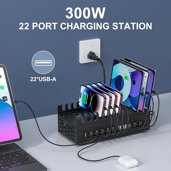 300W USB Charging Station, ALI SEA 22 Port USB Fast Charging Station - Image 2
