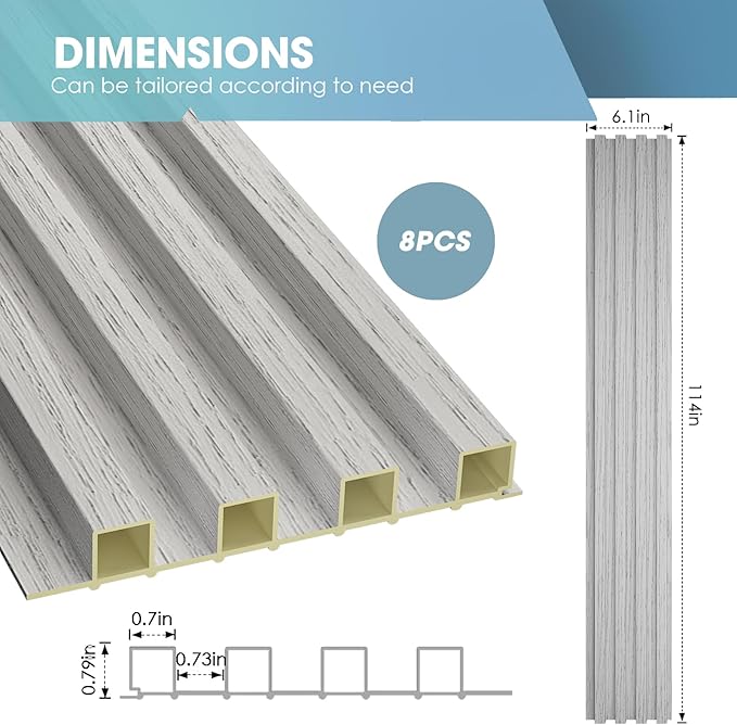 OUZUGIE WPC Acoustic Slat Wall Paneling, Living Room, TV Background, Study Room - Image 3