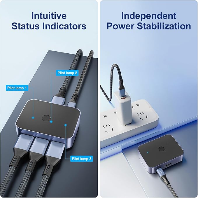 Arector Bi-Directional DisplayPort 1.4 Switcher, 3 in 1 Out 8K DP Switcher Box - Image 5