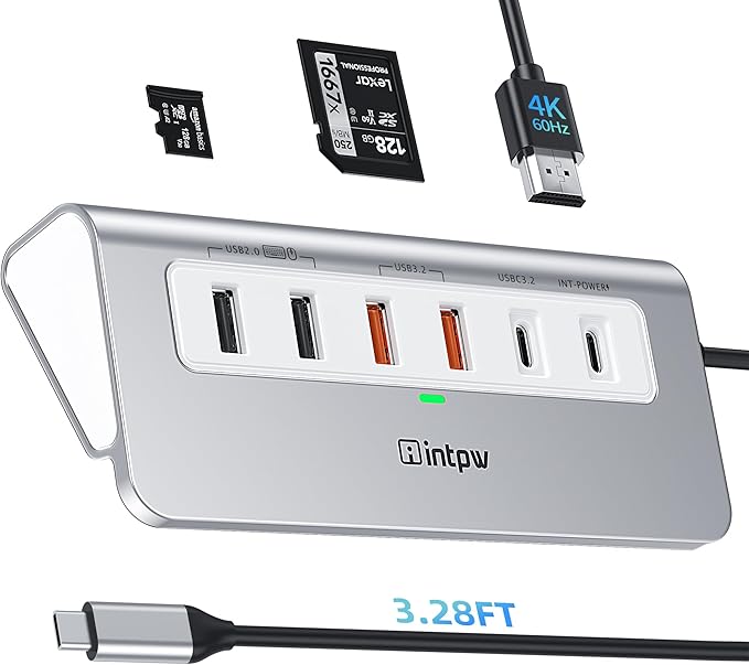 P9 PRO USB C Hub 10Gbps, intpw 9-in-1 USB 3.2 Hub by intpw