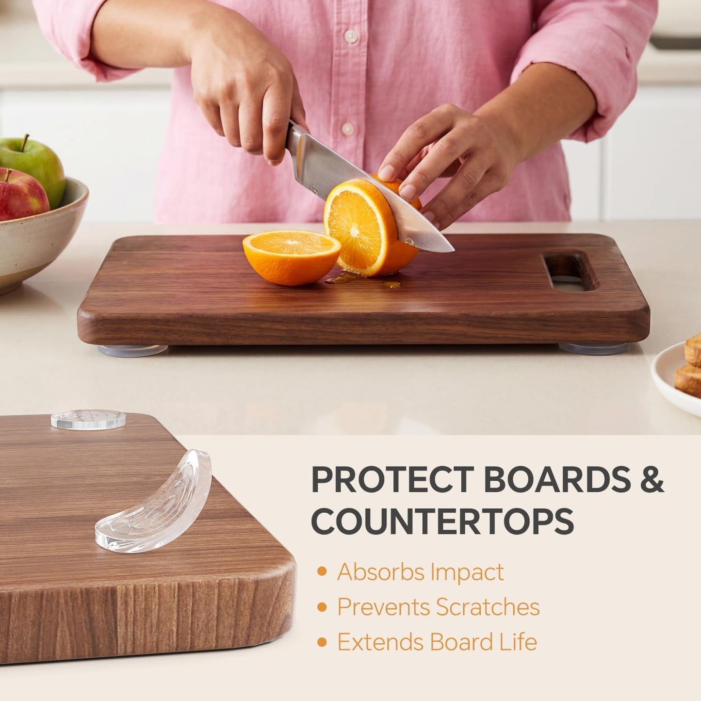 32-Pack Non-Slip Silicone Cutting Board Feet — Self-Adhesive Rubber Feet for Cutting Board, 16×1.2in + 8×1.6in + 8×2in — Reusable, Washable Anti-Slip Pads for Trays, Furniture & Chairs