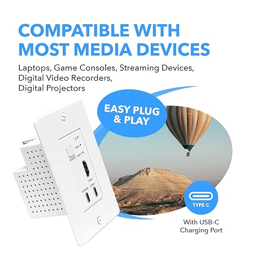 OREI 4K HDMI/USB-C Extender, Over Single Cat6/Cat7 Cable Wall Plate Transmitter - Image 7