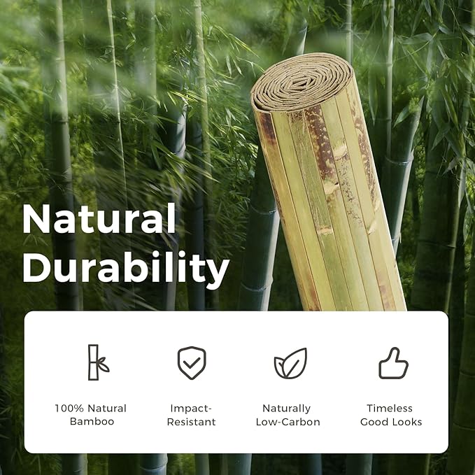 OUZUGIE 1 Pack 96x48 Inch Natural Bamboo Wall Panel – Green Burned Pole Wrap - Image 7