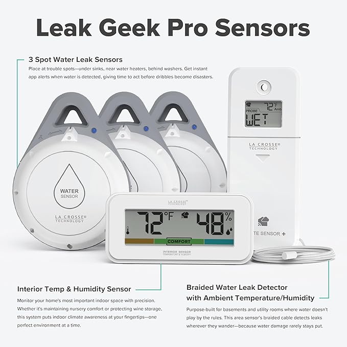 Leak Geek Pro Wi-Fi Alert System: Bridge Gateway, 3 Water Spot Detection Sensors - Image 5