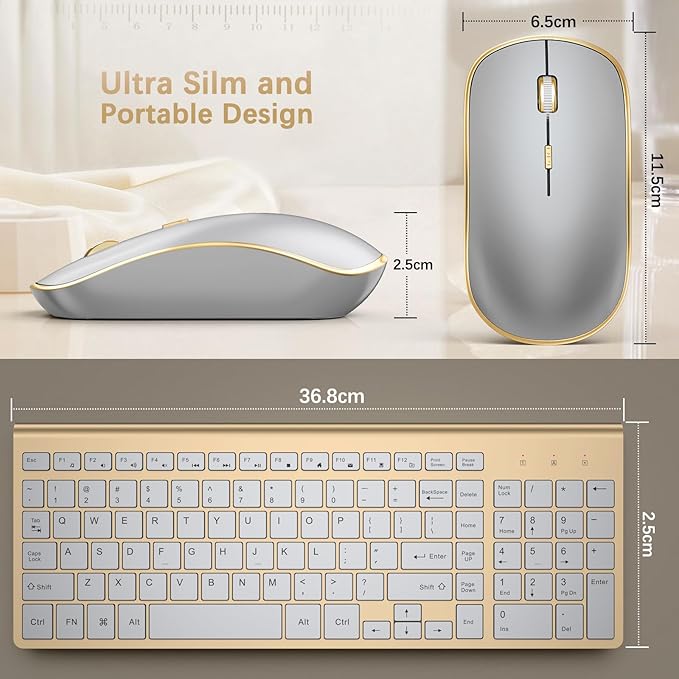 J JOYACCESS Wireless Keyboard and Mouse Combo, Ergonomic and Quiet Wireless - Image 5