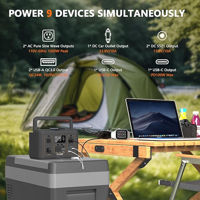 ALLWEI Portable Power Station 500W, 512Wh LiFePO4 Battery, UPS Function - Image 5