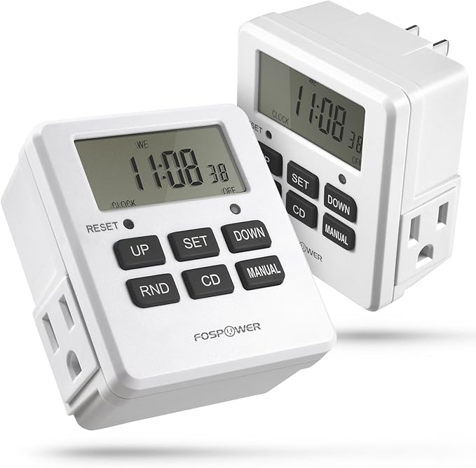 Fospower 7 Day Digital Timers for Electrical Outlets Indoor, Heavy Duty Dual by FosPower