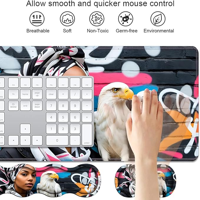 4 in 1 Ergonomic Keyboard Wrist Rest & Mouse Pad Wrist Rest Set, Large XXL - Image 3