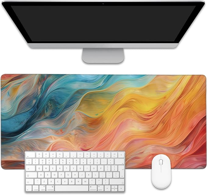 EOBKLAX Abstract Marble Desk Mat, Large Gaming Mouse Pad, Non-Slip Rubber Base by EOBKLAX