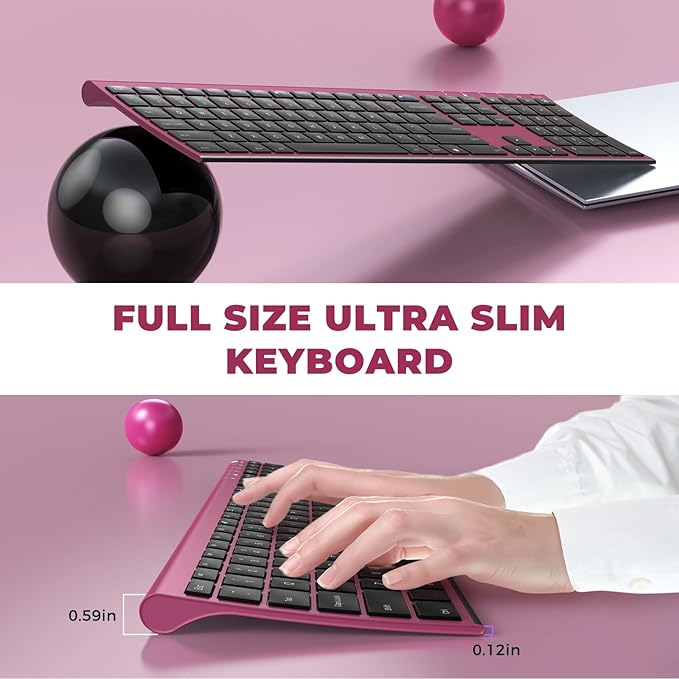 Rechargeable Wireless Keyboard and Mouse Combo, Vssoplor 2.4GHz Ultra Quiet & - Image 2