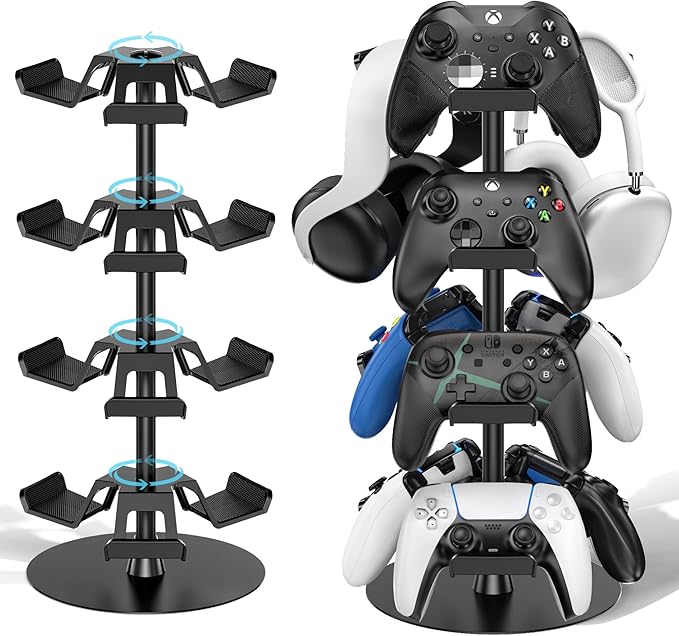 Headset Stand 4 Tiers for Desk, Rotatable Gaming Controller Stand for by KOSKER