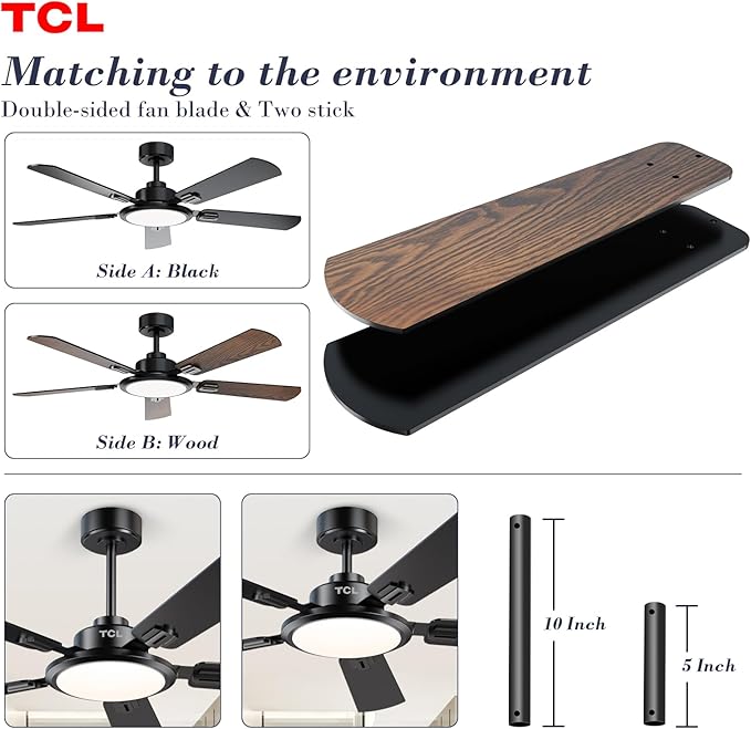TCL Ceiling Fans with Lights, 52 Inch Ceiling Fan with Light and Remote Control - Image 8