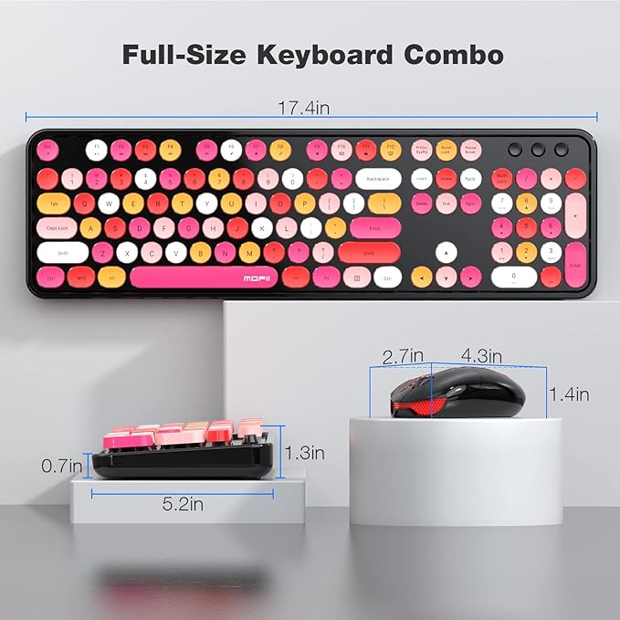 MOFII Wireless Keyboard and Mouse Combo, 2.4GHz Retro Full Size Typewriter - Image 6