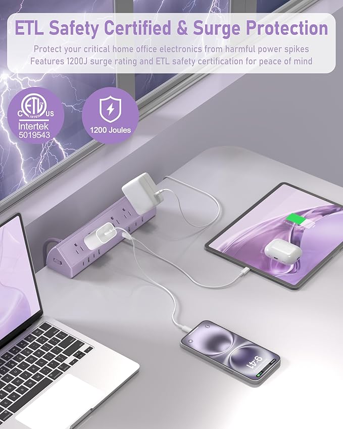 Jgstkcity Desk Clamp Power Strip, 45W Fast Charging Station, 4 USB-C, 4 USB-A - Image 2
