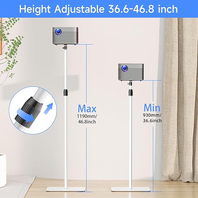 suptek Projector Stand 360°Swivel, Height Adjustable 36.6-46.8inch, Mini - Image 2