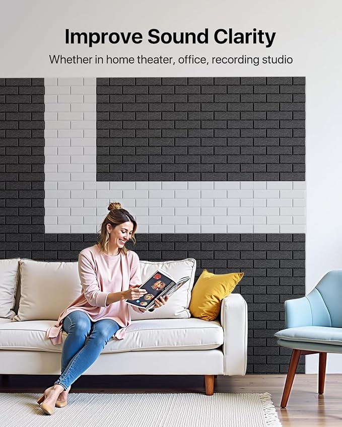 Soundproof Wall Panels Self-adhesive, Acoustic Panels 12 Pack Brick Wall Panels - Image 4