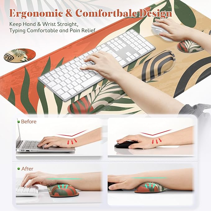 Gimars 4 in 1 Mouse Pad and Keyboard Wrist Rest Set, Large Mouse Pad - Image 6