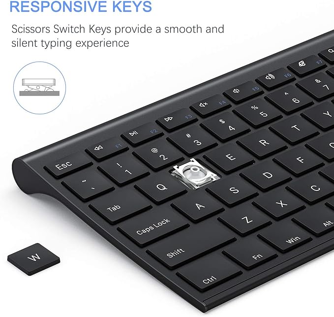 Wireless Keyboard and Mouse, Vssoplor 2.4GHz Rechargeable Compact Quiet - Image 4
