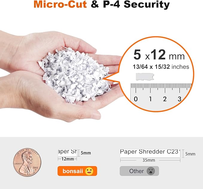 Bonsaii 12-Sheet Micro-Cut Paper Shredders - Image 3