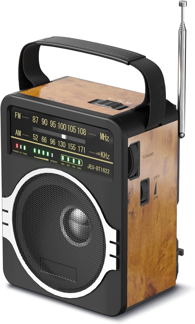 JEUJUG Portable AM FM Radio, FM Radio Built-in Rechargeable Battery/DC D*4 Cell by JEUJUGONTHEGO