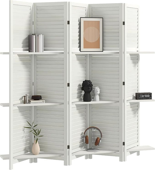 HOMCOM Room Divider, 5 Panel 67" Tall Wood Privacy Screen by HOMCOM