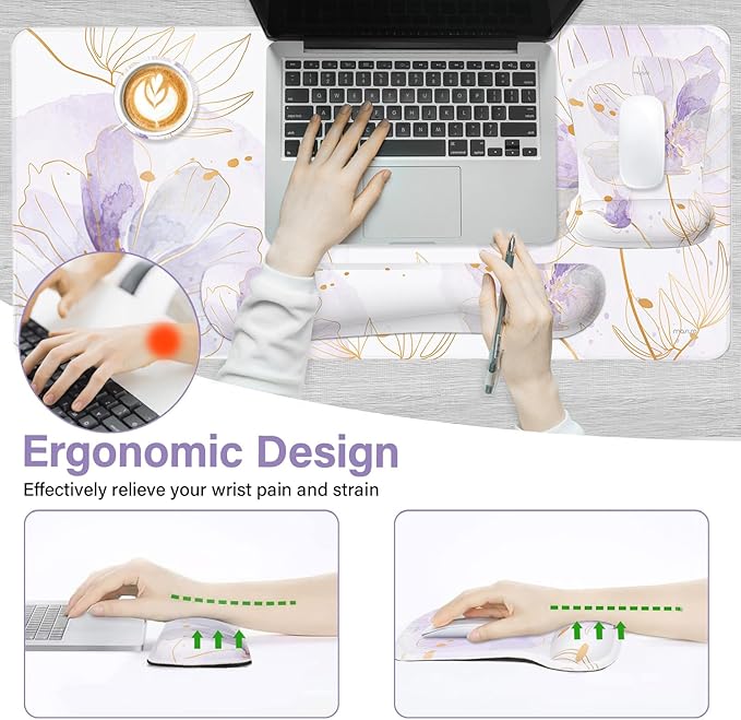 MOSISO Desk Mat Keyboard Mouse Pad Set, Large Gaming Mouse Pad&Keyboard Wrist - Image 2