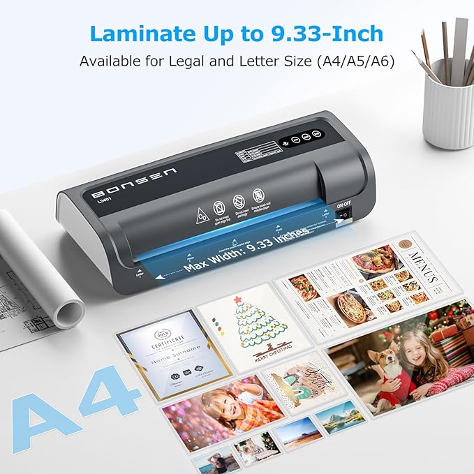 BONSEN A4 Laminator Machine, 9.33-Inch Thermal Laminator - Image 5