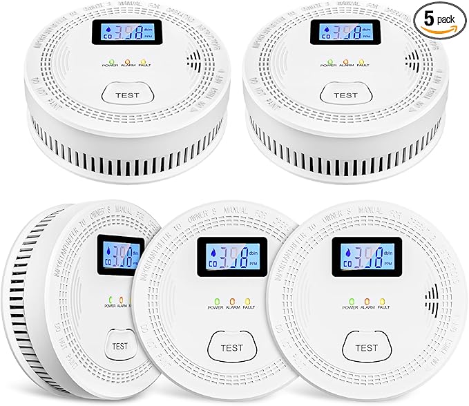 5 Packs, Smoke Combination CO Alarm, 2-in-1 Detection, CO Detector, Smoke by OLUNCLE