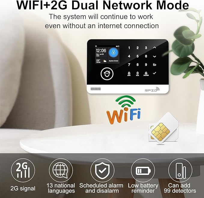 Home Alarm System with Camera, 23 Pieces Wireless WiFi/GSM SMS Home Security - Image 3