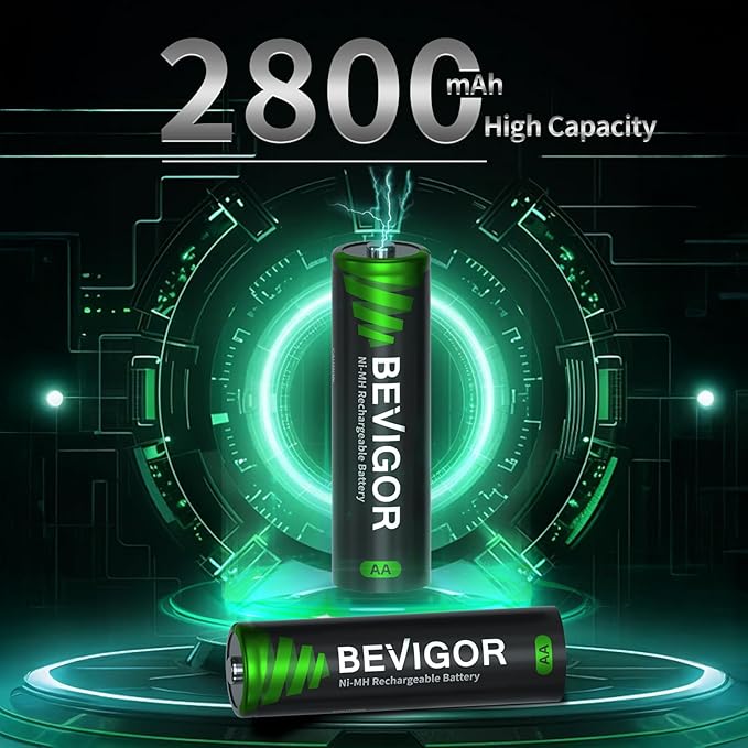 BEVIGOR AA Rechargeable Batteries 2800 mAh High Capacity 1500 Cycle, 1.2V NiMH - Image 4