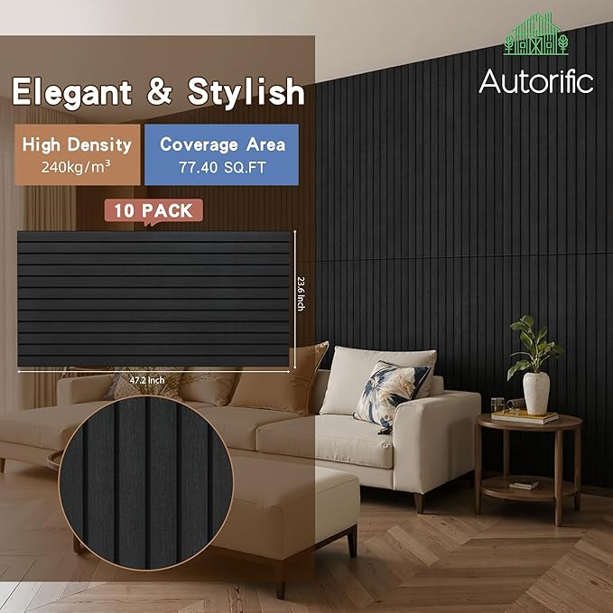AUTORIFIC Wood Veneer Sound Panels, 10 Pack 47.2”x23.6” Wall Panels, Decorative - Image 2