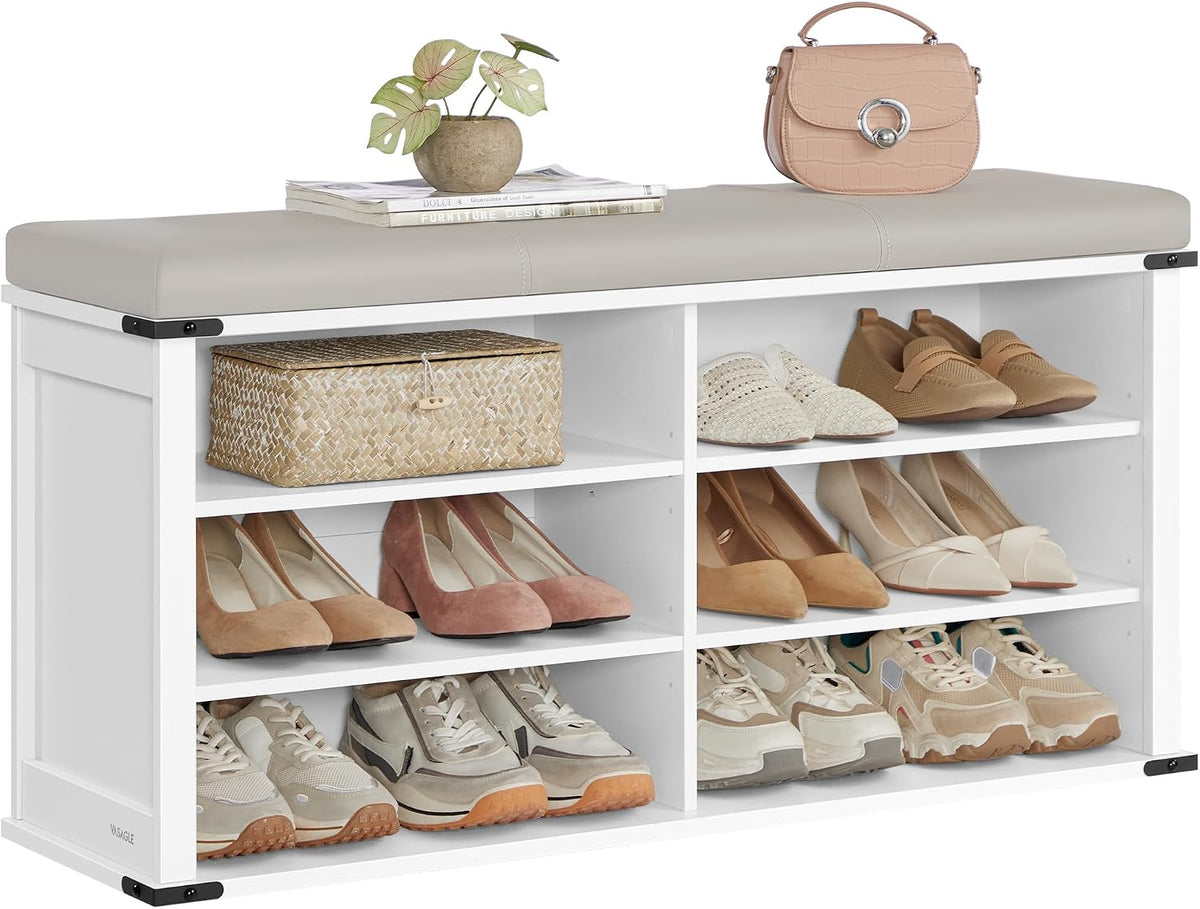 vasagle shoe storage bench with removable cushion, adjustable, main product view