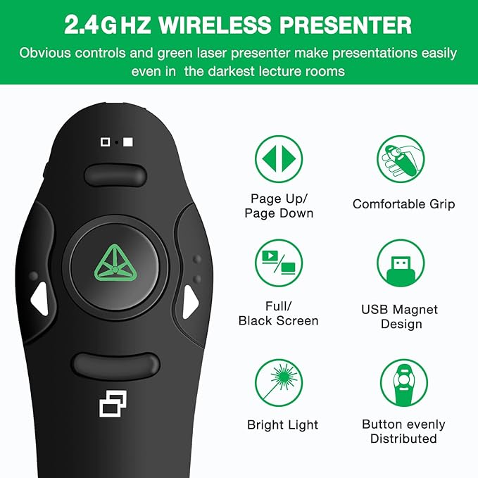 Rechargeable Presentation Clicker Wireless Presenter Remote USB Control - Image 2